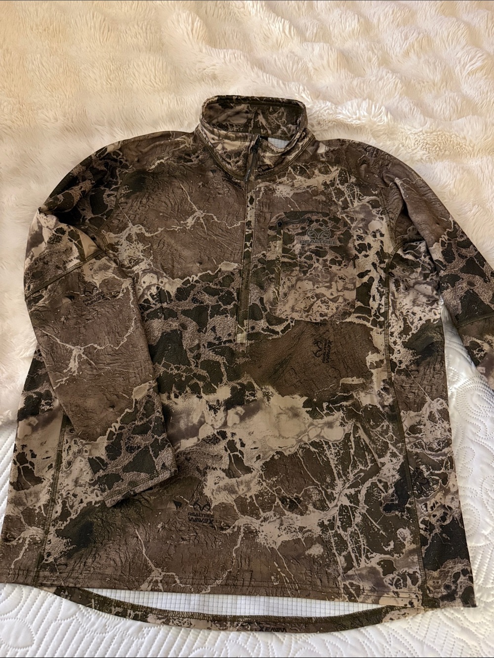 Realtree Wav3X Camo 1/4 Zip Hunting Pullover Men’s Large